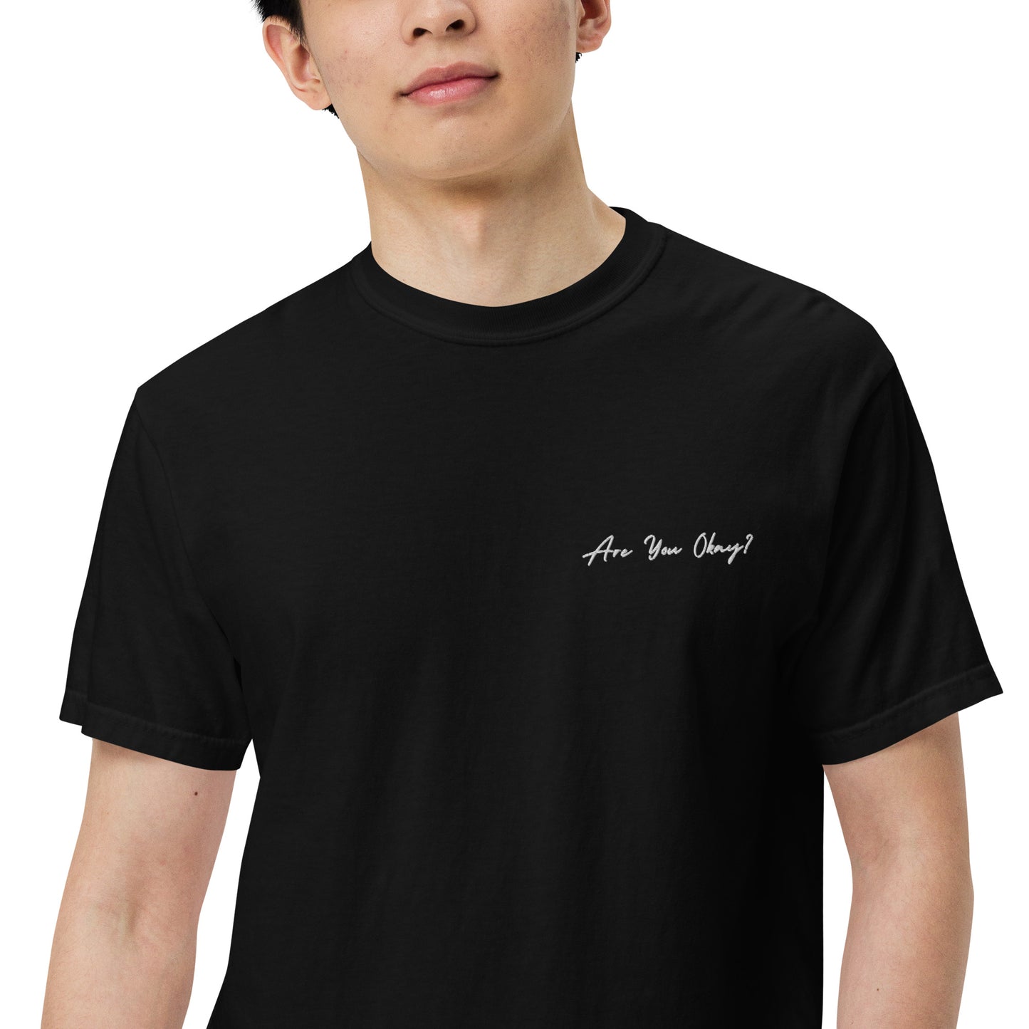 Are You Okay? Embroidered T-Shirt - Black/True Navy/Pepper